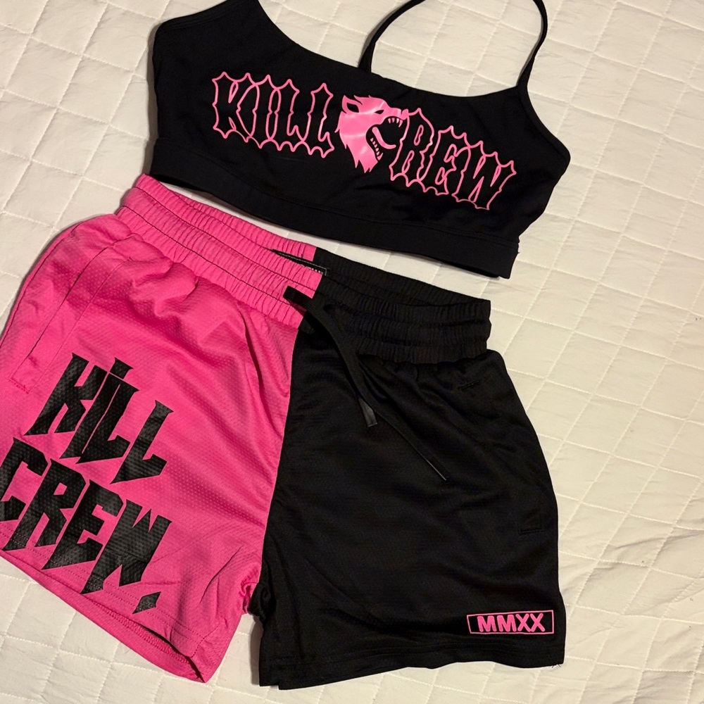 Women's Kill Crew Pink and Black gym Set size medium like new